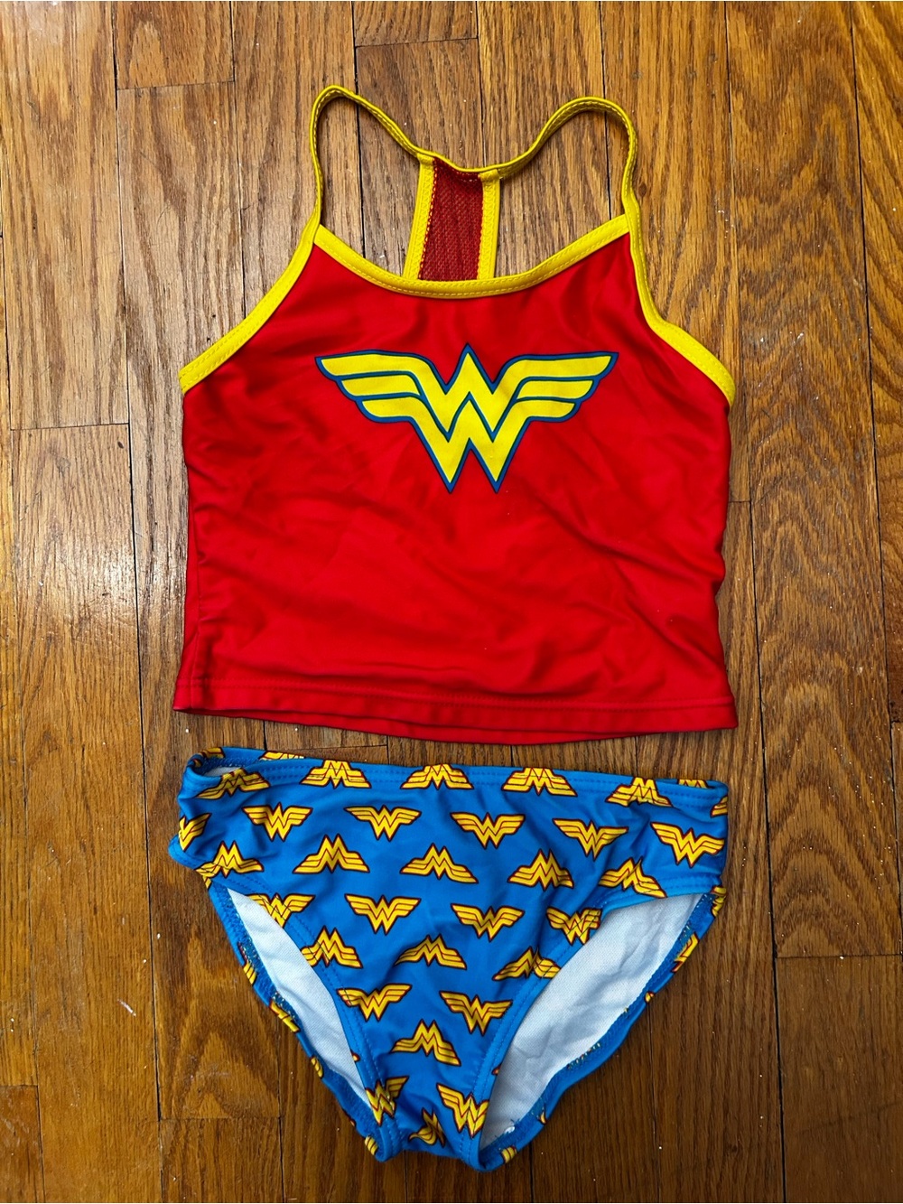 Wonder Woman Girls Red & Blue Tankini Swimsuit
